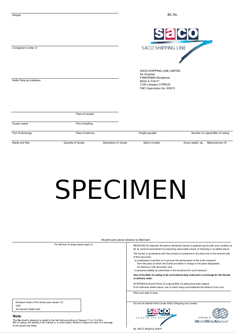 SACO SHIPPING LINE Limited | NVOCC Carrier